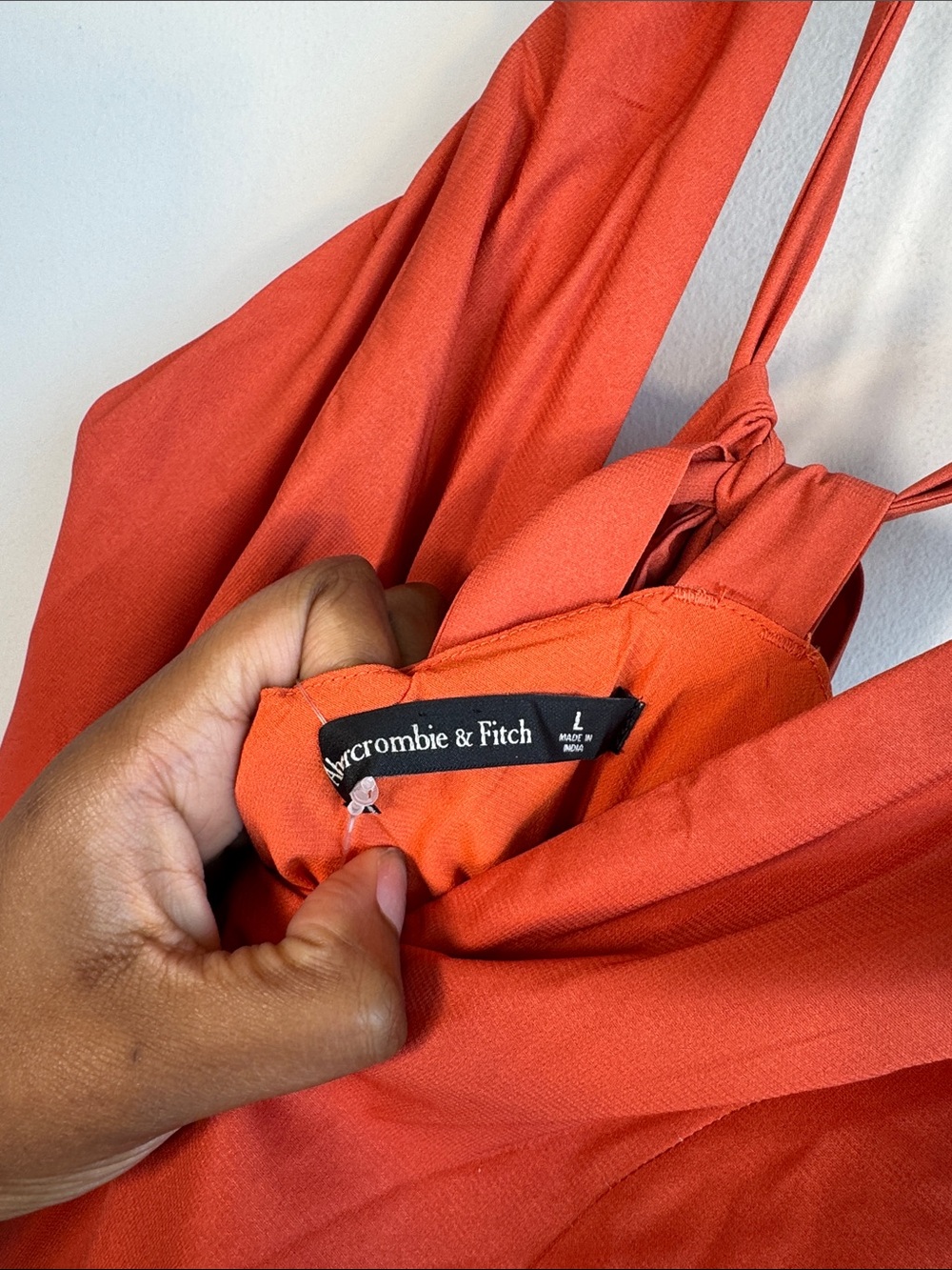 NWT Abercrombie Dipped-Waist Hardware Maxi Dress in Orange Floral Sunset - L - Picture 6 of 7